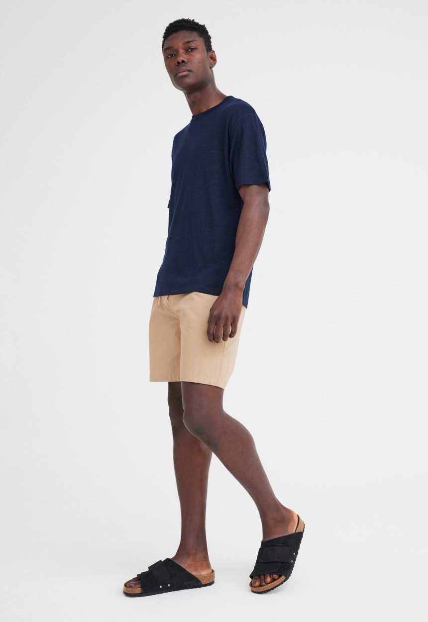 Jac + Jack Line Linen Tee - Darkest Navy